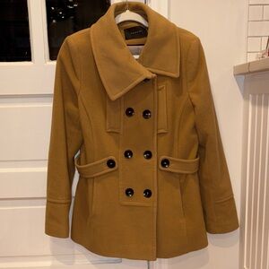 Tahari Camel Double-Breasted Pea Coat